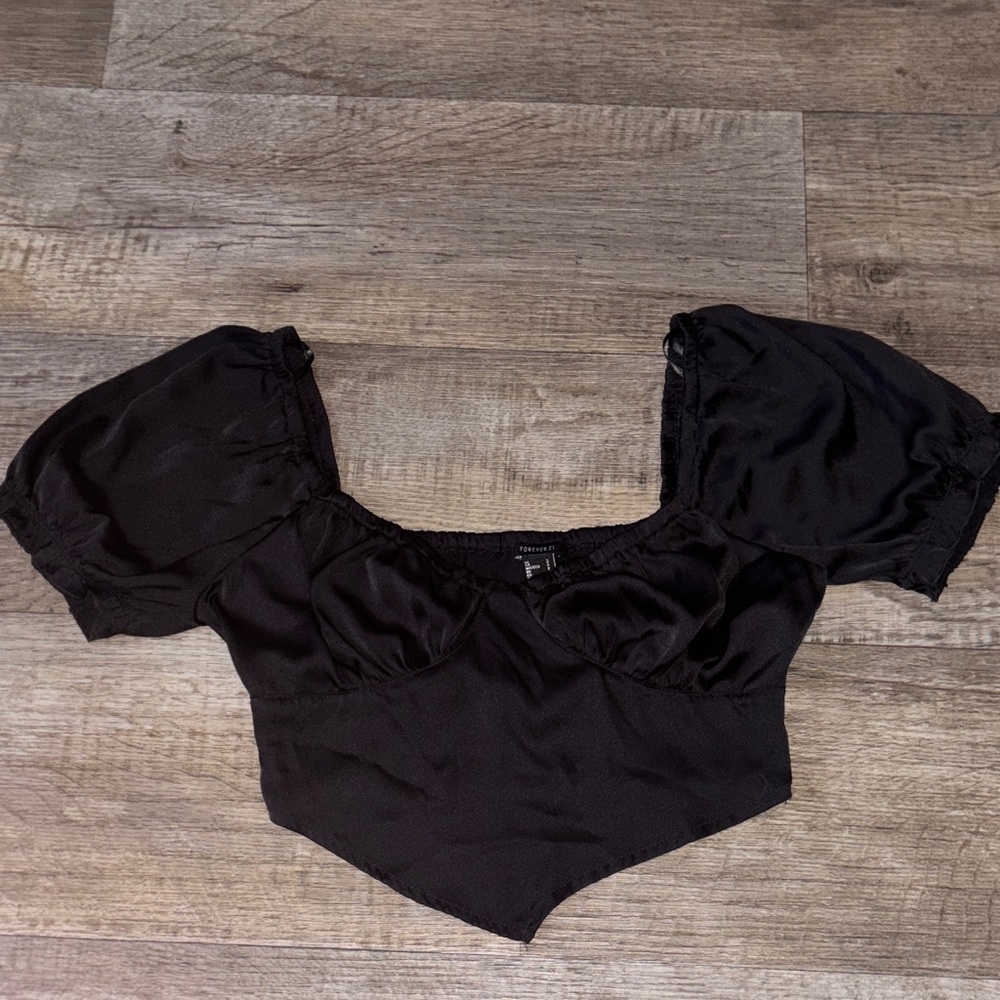 Forever 21 Black Puff Sleeve Blouse